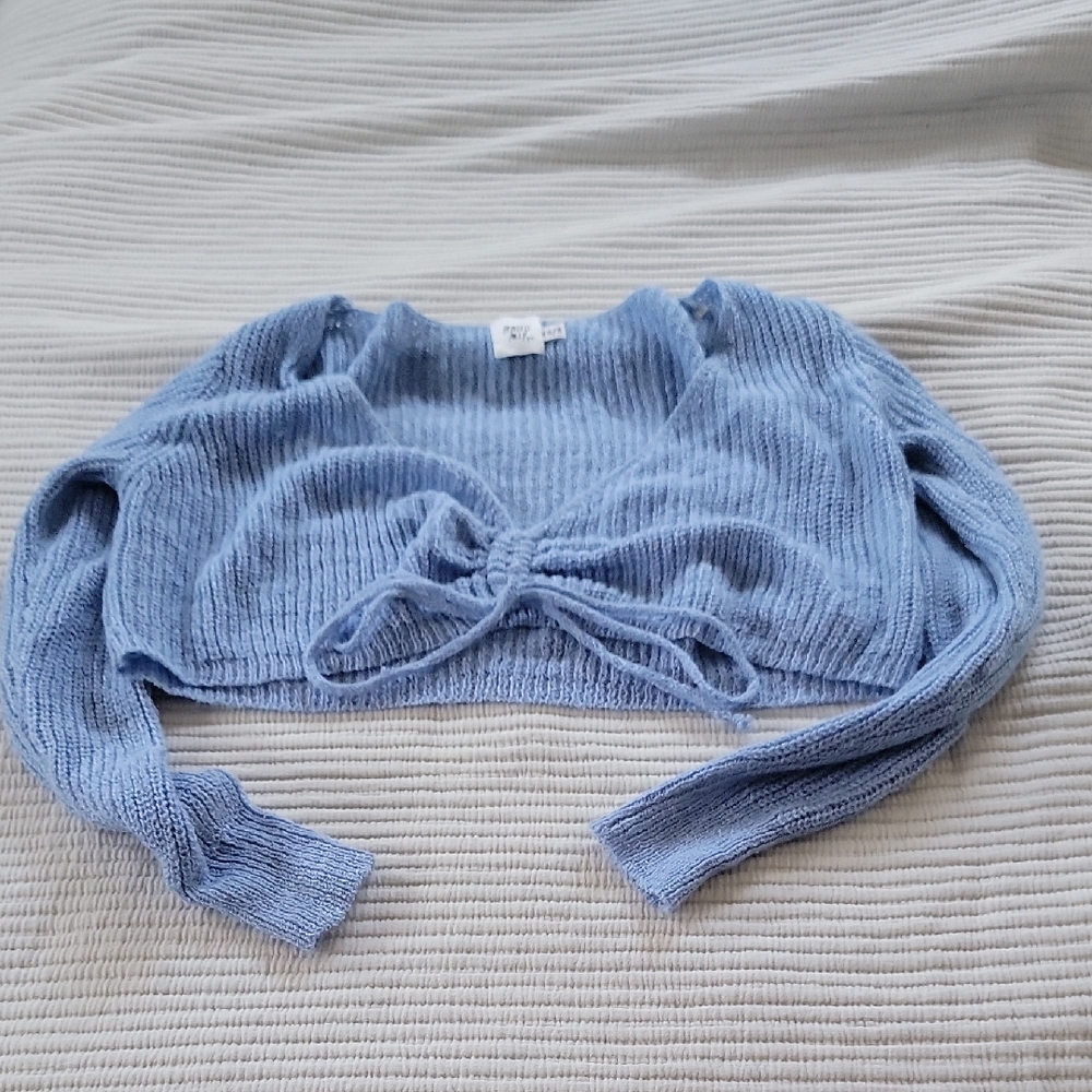 Princess Poly Light Blue Knit Crop Top